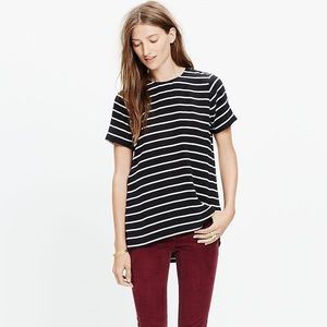 EUC Madewell | Silk Tailored Tee in Stripe